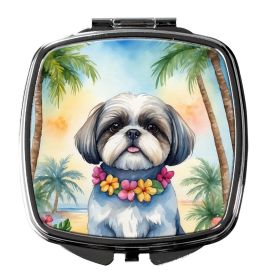 Shih Tzu Luau Compact Mirror Decorative Travel Makeup Mirror for Women Girls Gifts Pocket Makeup Mirror Folding Handheld