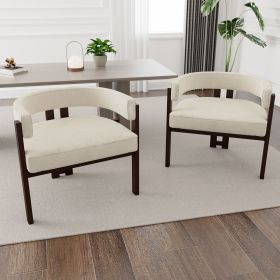 COOLMORE Modern Accent Chair Teddy Upholstered Armchair with Open Back 3 Legs Barrel Dining Chair Comfy Side Chair for Living Room/Bedroom/Dining