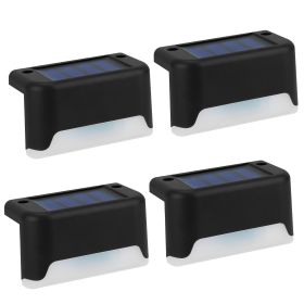 4Pcs Solar Powered LED Step Lights Outdoor IP55 Waterproof Dusk To Dawn Sensor Fence Lamps For Stairs Yard Railing (Option: DeckLightBlackWarm)