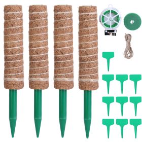4Pcs Coco Coir Extendable Moss Pole for Climbing Plants Plant Support with 10 Labels 6.6Feet Jute Rope 6.6 Feet Fasten Strap 65.6 Feet Twist Tie Indoo (Option: MossPole32CM)